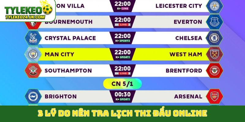 3 lý do nên tra lịch thi đấu online