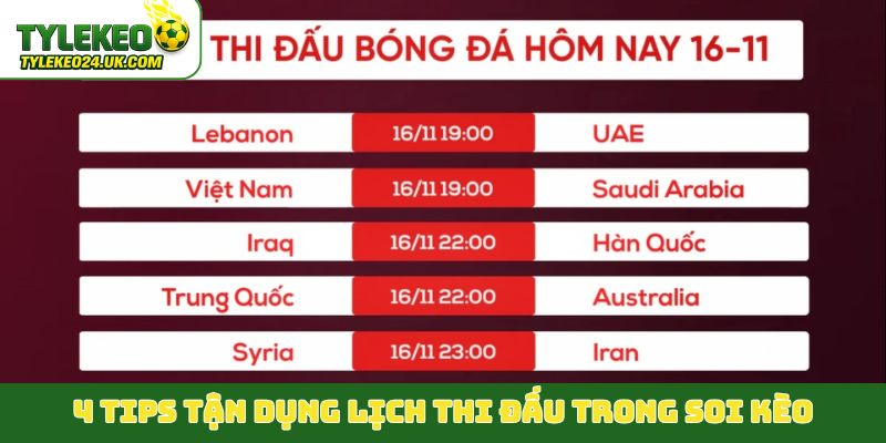 4 tips tận dụng lịch thi đấu trong soi kèo