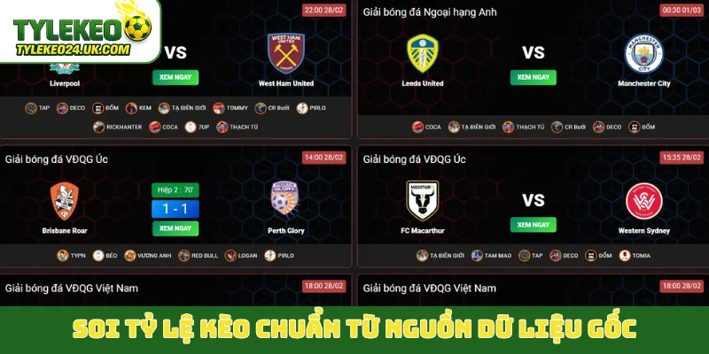 Soi tỷ lệ kèo chuẩn từ nguồn dữ liệu gốc
